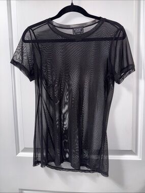 Midnight Hour Black Sheer Mesh Short Sleeve Tee